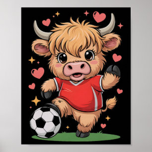 Poster Bebê de Futebol Kawaii Só Garota Que Ama Vacas de 