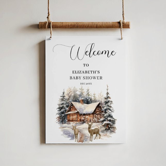Poster Bebê de Neve de Inverno Está Frio Lá Fora Bem-Vind (Criador carregado)