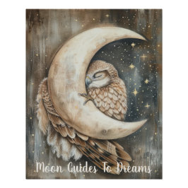 Pôster Bebê de pássaro Hawk dormindo na Lua