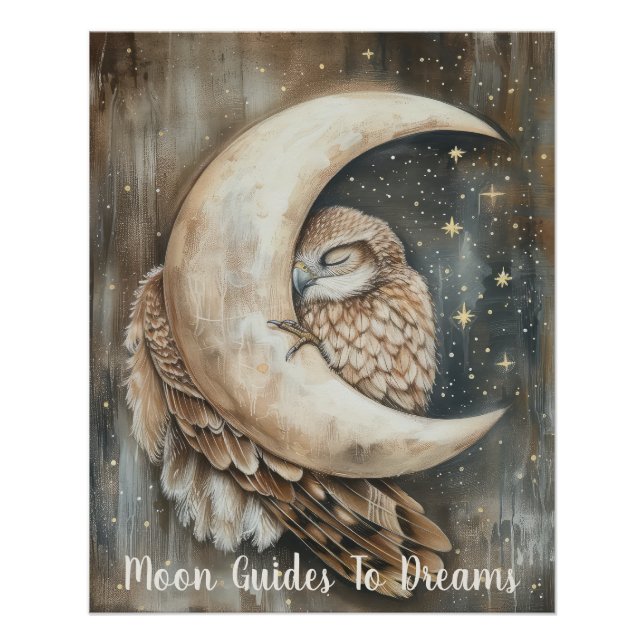 Pôster Bebê de pássaro Hawk dormindo na Lua (Frente)