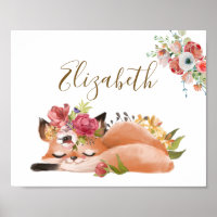 Bebê de raposa de aquarela branca personalizado