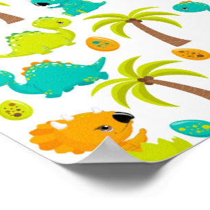 Poster Bebê Dinossauro Fofo Triceratops Ovos de Dinossaur