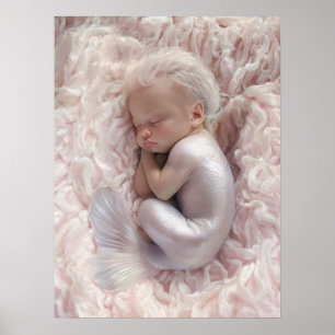 Poster Bebê Dormindo Sereia Arte na Enfermeira