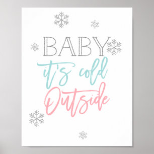 Poster Bebê é rosa azul do brilho de prata frio da part