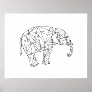 Pôster Bebê elefante - arte de viveiro geométrica minimal
