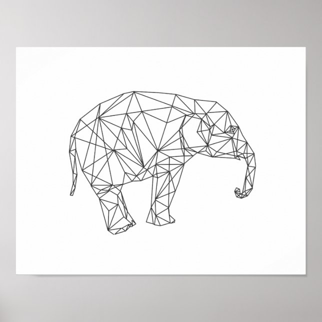 Pôster Bebê elefante - arte de viveiro geométrica minimal (Frente)