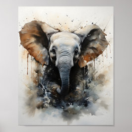 Poster Bebê Elefante Correndo Belo Animal Selvagem