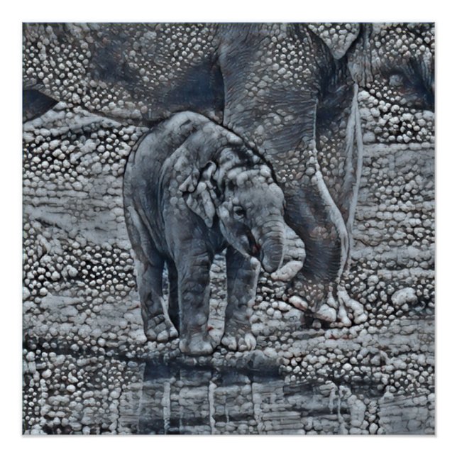 Pôster bebê elefante de bolha engraçada (Frente)