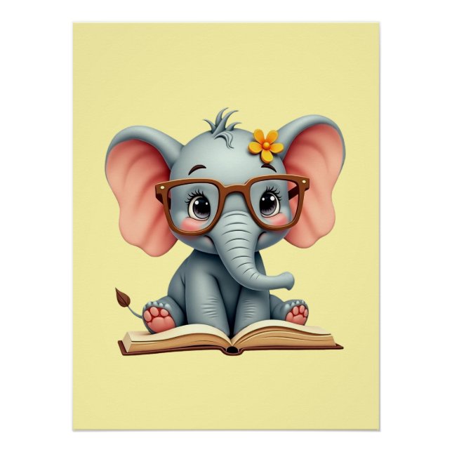 Pôster Bebê Elefante Sábio (Frente)