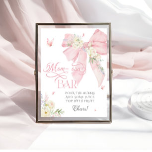 Poster Bebê em Blogue Blush Floral Arco Rosa Mãe-Osa Bar