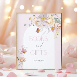 Poster Bebê em Bloom Blush Pink Livros Florais e Presente