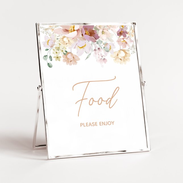 Poster Bebê em Bloom Florals Chá de fraldas Comida (Spring Wildflower Baby Shower Food Sign)