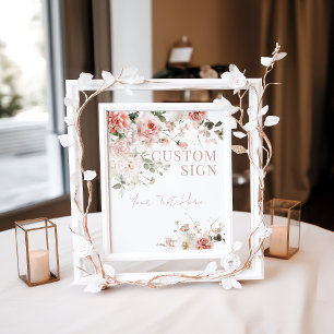 Poster Bebê em Bloom Rosas Rosa Personalizado Chá de fral