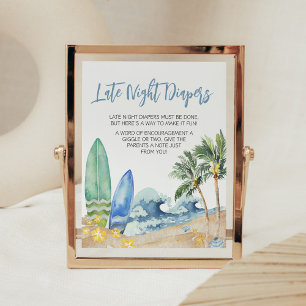 Poster Bebê em Conselho Beach Chá de fraldas Tarde Fralda