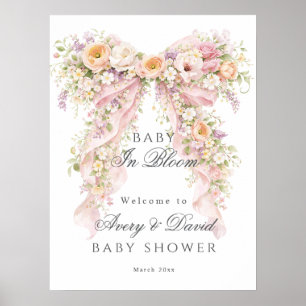 Poster Bebê em flor Arco Floral Menina Chá de Bebê