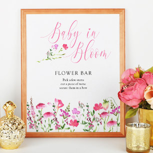 Poster Bebê em Flor Rosa Cartaz de Barra de Flores Silves