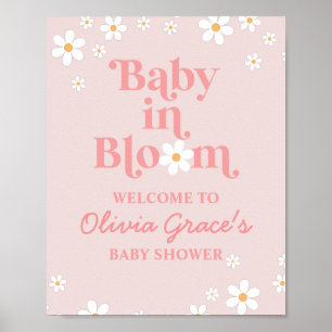 Poster Bebê em Flor Saudações Rosa Margarida Chuva
