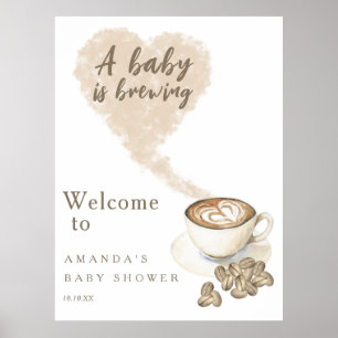 Poster Bebê está fazendo festa de chá de fraldas de café