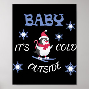 Poster Bebê Está Frio Lá Fora Camisa De Pinguim De Esqui