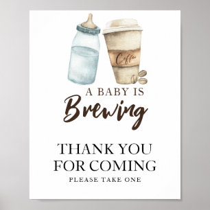 Poster Bebê está preparando café Obrigado por vir