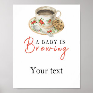 Poster Bebê está preparando café Seu texto chá de bebê