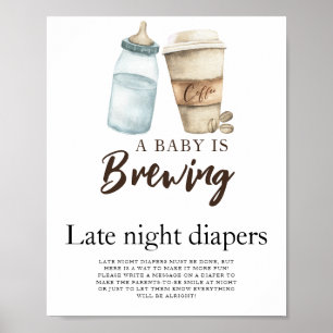 Poster Bebê está preparando café Tarde da noite jogo de f