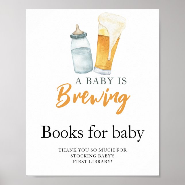 Poster Bebê está preparando cerveja e leite Livros para b (Frente)