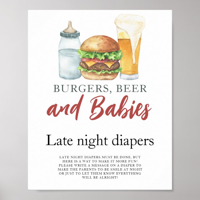 Poster Bebê está preparando cerveja, fraldas de madrugada (Frente)