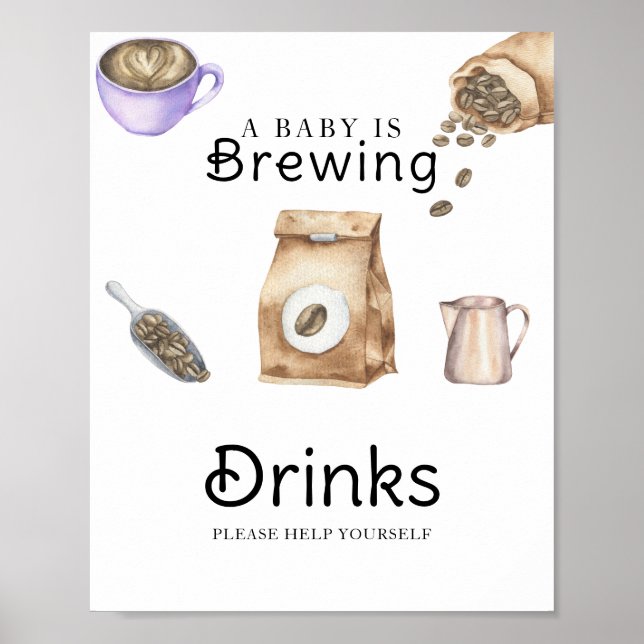 Poster Bebê está preparando chás de fraldas de café Bebid (Frente)