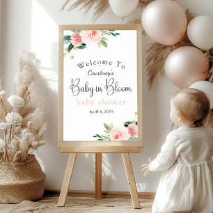 Poster Bebê Floral Cor-de-Rosa Suave no Bloom Chá de fral