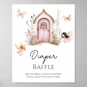 Poster Bebê Floral Rosa em Feiras de Sangue Fralda Raffle