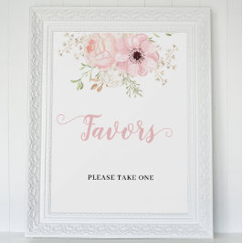 Poster Bebê Floral Rosa Favorece Sinal de Chá de fraldas