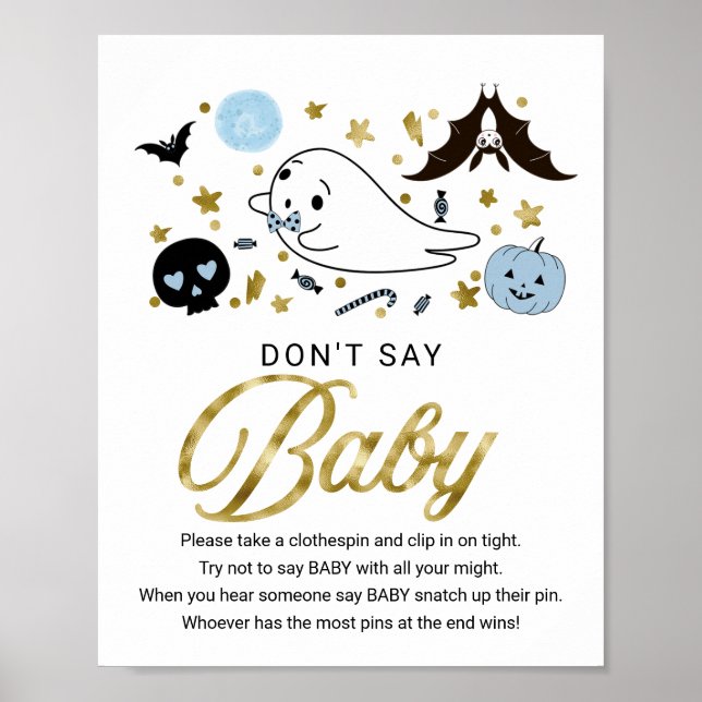 Poster Bebê fofo de Halloween não diga sinal de bebê (Frente)