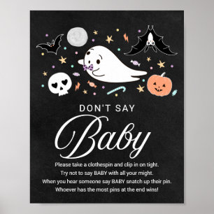 Poster Bebê fofo de Halloween não diz sinal de bebê
