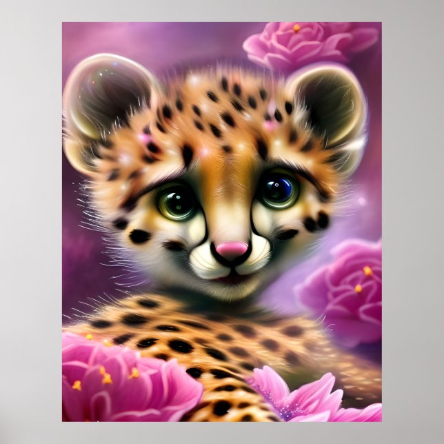 Poster Bebê Guepardo de Olhos Sonhadores (Frente)