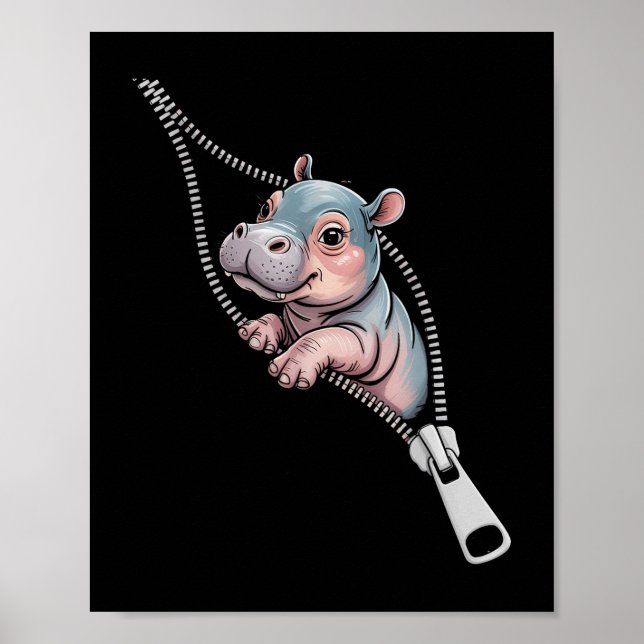 Poster Bebê Hippo Emergente De Uma Figurinha Engraçada De (Frente)