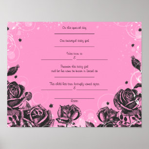 Poster Bebê judaico dos rosas elegantes que nomeia a