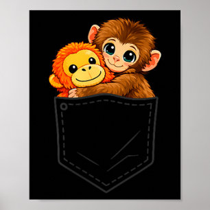 Poster Bebê macaco engraçado dá soco e ora-mama bolso hom