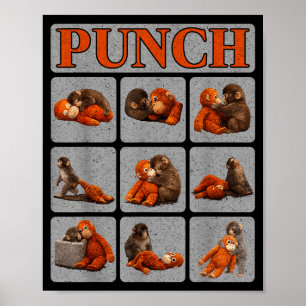 Poster Bebê macaco fofo chamado camisa de punch macaco pu