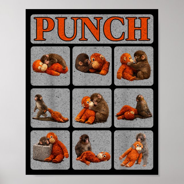 Poster Bebê macaco fofo chamado camisa de punch macaco Pu (Frente)