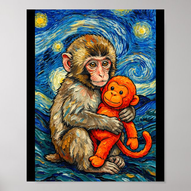 Poster Bebê macaco fofo meme de soco noite estrelada van  (Frente)