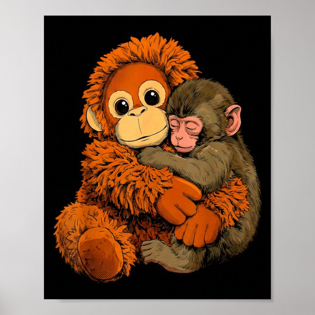 Poster Bebê macaco soca mamãe macaco brinquedo abraço cal (Frente)