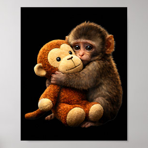 Poster Bebê macaco soco pelúcia macaco fofo soco pelúcia
