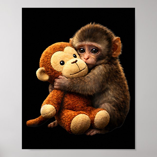 Poster Bebê macaco soco pelúcia macaco fofo soco pelúcia (Frente)