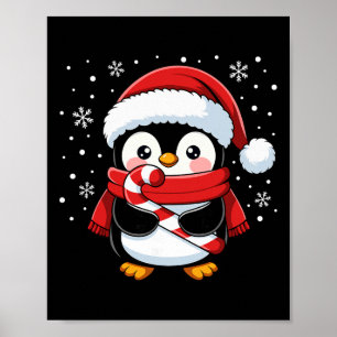 Poster Bebê Menina Natal Pirulito De Natal Penguin Invern