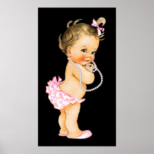 Poster Bebê Menina Pia-De-Fofo Rosa Calça Pearl Chá de fr