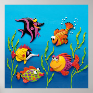Poster Bebê Menino Chuveiro Berçário Debaixo do Mar