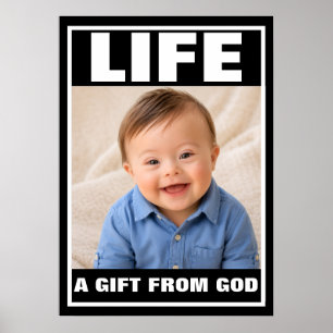 Poster Bebê Menino com Síndrome de Down Sorridente Presen