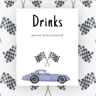 Poster Bebê menino de corrida Drinks para chá de bebê