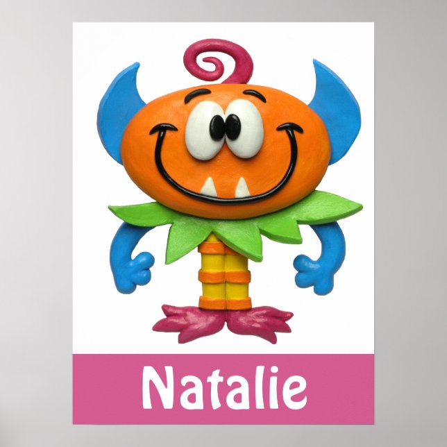 Poster Bebê Monstro Bebê Menina Chuvada de Berçário (Frente)